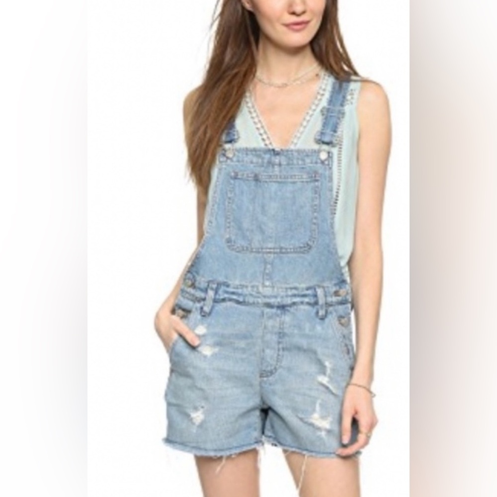 Madewell Adirondack Denim Short Overalls - Size Small